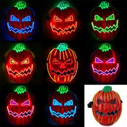 Máscara iluminada de calabaza para Halloween, máscaras de miedo con alambre EL para Halloween, fiesta, disfraz, decoración de Cosplay