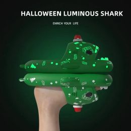 Halloween Pumpkin Night Light Shark Slippers Women Luminous Sandal Coup