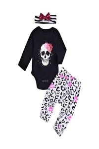 Halloween Pumpkin Turnits Kids Baby Boys Girls Bow Point Point Sequin BandromberPants 3pcSet Children Cotton Suite1437951