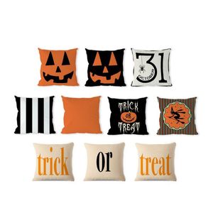 Halloween Pumpkin Kussensloop Kussensloop Letter Kussensloop Home Sofa Auto Slaapkamer Decoratief zonder Core QW8414