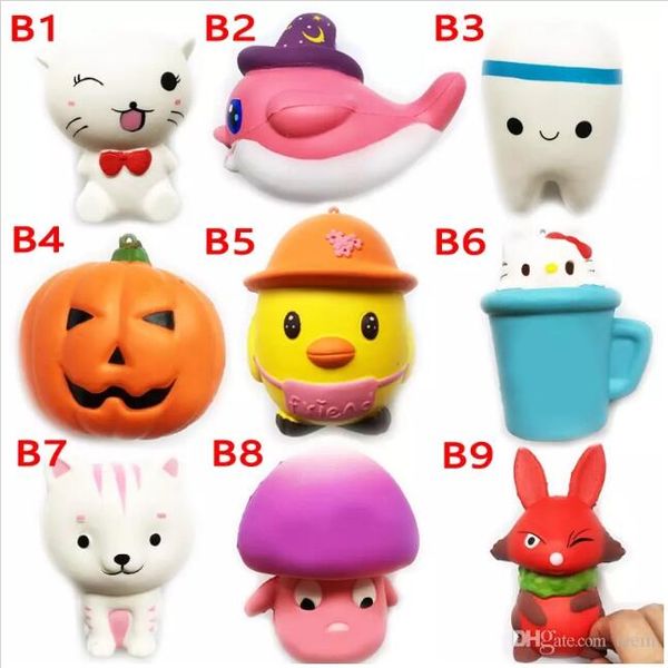 Halloween Pumpkin Pussy Squishy Toy Slow Rising Phone Straps Soft Squeeze Animal Charms Kid Xmas Toy