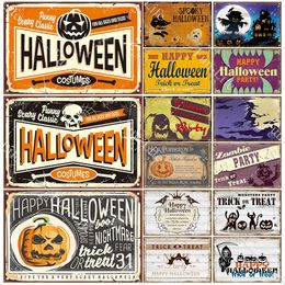 Halloween Pumpkin Tin Sign Vintage Plate Bat Poster Painting Festival Metal Signs Home Decor For Bar Art Party 30x20cm W03