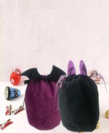 Bolsa de dulces de terciopelo de calabaza de Halloween, bolsa de mano suave con cordón de almacenamiento para fiesta, decoración de truco o trato, 20228835193