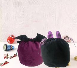 Halloween Pumpkin Velvet Candy Bag Fiesta de almacenamiento de estantería Truco de embalaje o trato de decoración Bolsa de bolso suave 20228226030