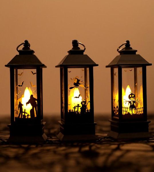 Citrouilles d'Halloween / Main fantôme / Lumières LED Lumière de flamme artificielle Petite lampe à huile LED Fournitures de cosplay Décor de fête Décoration d'Halloween 1630055