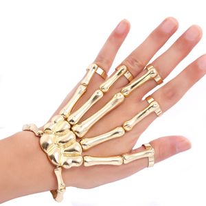 Halloween punk armband metalen skelet armbanden spookklauw verbindt vingerarmbandring voor vrouwen mannen Halloween Bangle sieraden cadeau 3 kleur