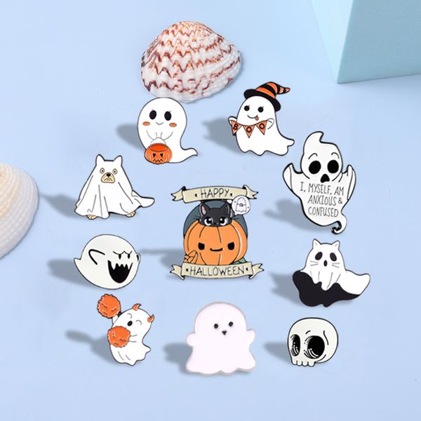 Broches de esmalte Punk para Halloween, broche de Calavera de calabaza fantasma, Pin de solapa, insignias, regalo para mochila, accesorios de joyería para niños y amigos