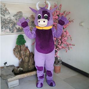 Costume de mascotte de vaches violettes d'Halloween, vache laitière de dessin animé, personnage de thème animé, carnaval de Noël, costumes fantaisie, tenue pour adulte