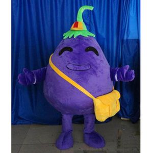 Costume de mascotte d'aubergine violette d'Halloween, personnage de thème végétal de dessin animé de qualité supérieure, carnaval unisexe, taille adulte, tenue fantaisie de fête d'anniversaire de Noël