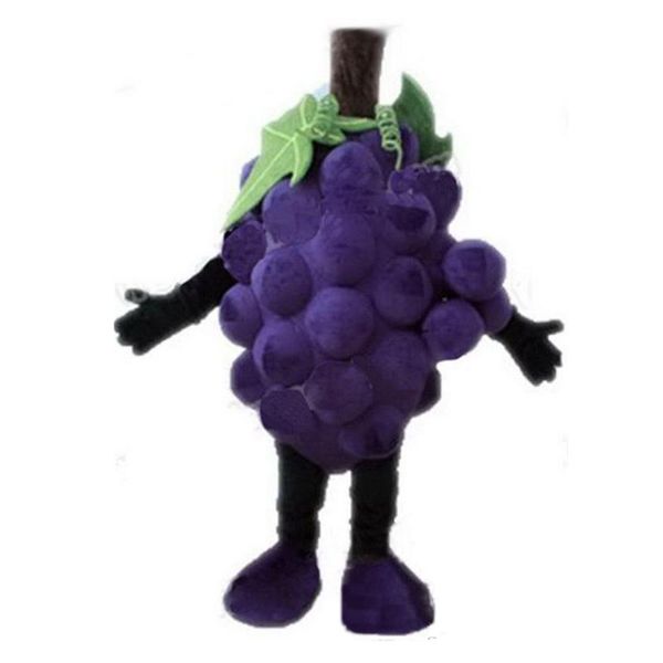 Costume de mascotte de raisins violets d'Halloween de haute qualité, dessin animé de fruits en peluche, personnage de thème animé, taille adulte, fête d'anniversaire de Noël, tenue d'extérieur