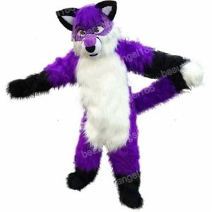 Halloween Purple Husky Fox Dog Mascot Costume alta calidad Cartoon Plush Anime tema personaje Christmas Carnival Adults Birthday Party Fancy Outfit