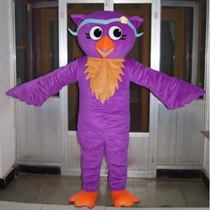 Costume de mascotte de hibou violet d'Halloween de haute qualité Personnaliser le personnage de thème d'anime de dessin animé Taille adulte Robe fantaisie de carnaval de Noël