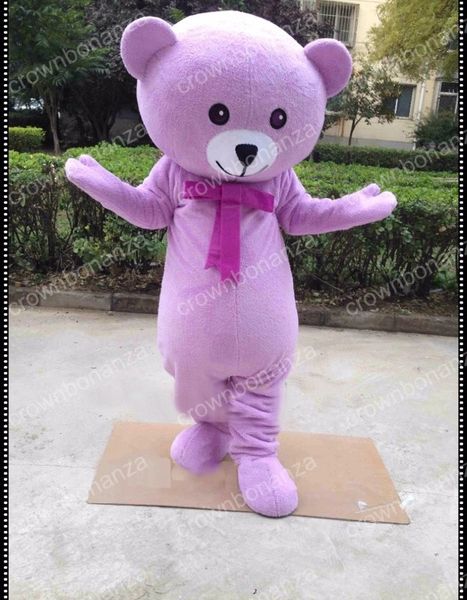 Disfraz de mascota de oso de peluche púrpura de Halloween Personaje de tema de anime de dibujos animados de alta calidad Tamaño para adultos Carnaval de Navidad Fiesta de cumpleaños Traje al aire libre
