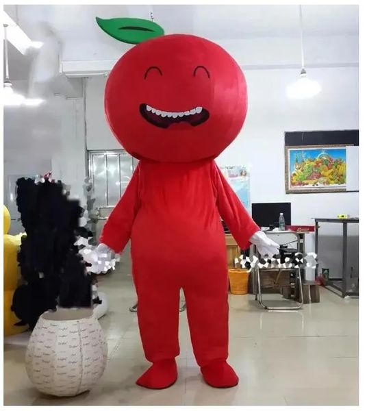 Disfraz de mascota de manzana roja de Halloween Personaje de tema de anime de dibujos animados Tamaño adulto Carnaval de Navidad Fiesta de cumpleaños Traje elegante