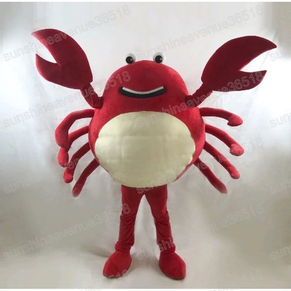 Costume de mascotte de crabe rouge d'Halloween Personnalisation de simulation Personnage de thème animal Carnaval Adultes Fête d'anniversaire Fantaisie Outfit