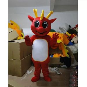 Costume de mascotte de dinosaure rouge d'Halloween, personnage de dessin animé de haute qualité, costumes de carnaval de Noël, taille adulte, tenue de fête d'anniversaire en plein air