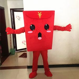 Halloween Red Enveloppe Mascot Costume Cartoon thème du personnage du carnaval Festival Fancy Dishoter Adults Taille Party Birthday Party Outdoor