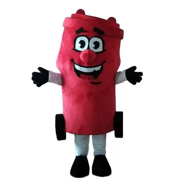 Halloween poubelle rouge mascotte Costume de qualité supérieure dessin animé ashcan en peluche thème Anime personnage de Noël carnaval adultes fête d'anniversaire tenue fantaisie