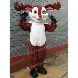 Halloween Red Nose Elk Mascot Costume volwassen maat Cartoon anime thema personage Carnival unisex jurk kerstfancy Performance Party Feestjurk