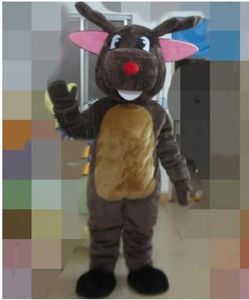 Halloween Red Nosed Reindeer Mascot Costume Cartoon de haute qualité Mérite de cerf de Noël Carnaval Adultes Party Fant de fantaisie Tenue de fantaisie