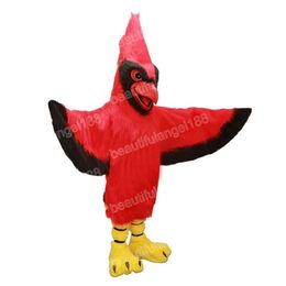 Costumes de mascotte de perroquet rouge d'Halloween de haute qualité Caractère de thème de dessin animé Carnaval Taille adulte Tenue de fête de Noël Costume pour hommes femmes