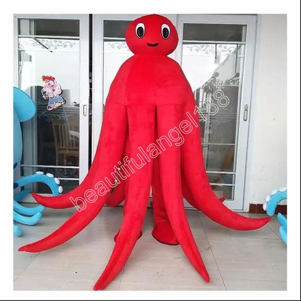 Disfraz de mascota de calamar rojo de Halloween de alta calidad personalizar dibujos animados diente de felpa personaje de tema de anime tamaño adulto vestido de lujo de carnaval de Navidad