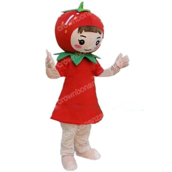 Costume de mascotte de fraise rouge d'Halloween Personnage de thème d'anime de dessin animé Taille adulte Carnaval de Noël Fête d'anniversaire Tenue d'extérieur