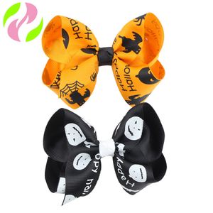 Lazo de cinta de Halloween para niños, horquillas Vintage bohemias para niñas, accesorios para el cabello fiesta escolar para niños 1749