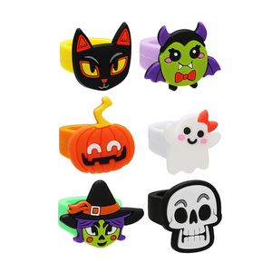 Halloween Anneaux Mignon Dessin Animé Sorcière Anneau Enfants PVC Peluches Cadeaux Heureux Helloween Party Decor Trick Or Treat Supplie 1036