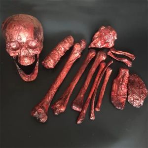 Huesos de plástico podridos de Halloween, huesos de tamaño natural, 14 piezas para Escape House, accesorios de Halloween, decoración de Halloween