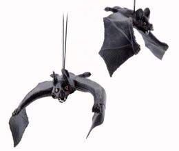 Halloween Rubber Bat Hangende hangende 3D -vleermuizen Horror Spooky Party Decoration Props Simulation Lifely Animal Black Gift Festive S5274493