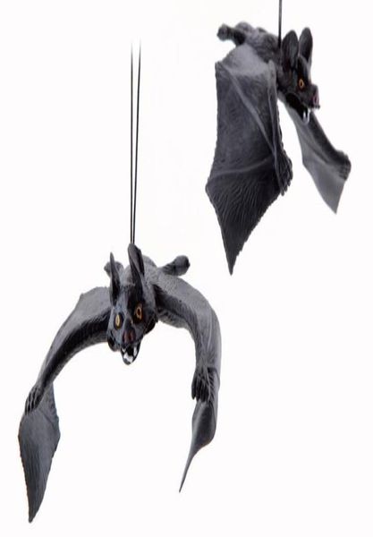 Halloween chauve-souris en caoutchouc suspendue tombante chauves-souris 3D horreur effrayant fête décoration accessoires simulation réaliste animal noir cadeau festif s5684621