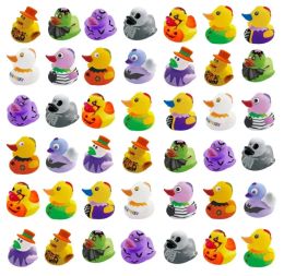 Halloween Rubber Ducks Baby Bath Toys Suministros de fiesta para niños Baño de ducha Toy Flotador Sucilado Regalos de juegos de agua de pato para niños