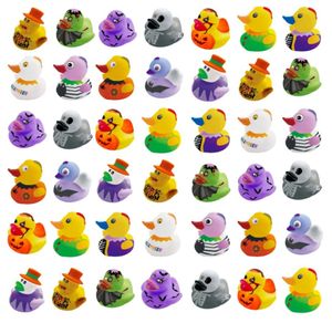 Halloween Rubber Ducks Baby Bath Toys Suministros de fiesta para niños Tabón de baño Toy flotante Sucilado Pato agua Juego de juegos Regalo para niños i0816