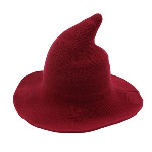 Halloween Satan coréen femmes tricoté seau chapeau assistant chapeaux automne hiver épais fil de laine drôle casquette pliante magique sorcière chapeau