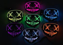 Halloween Effrayant Mask Cosplay LED Costume Mask El Wire Light Up for Halloween Festival Party Costume9853039