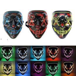 Halloween Scary Party Mask Cosplay Máscara Led Light up EL Wire Horror Mask para Festival Party by sea BBB15659