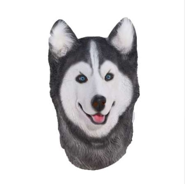 Masque en Latex pour chien Husky sibérien d'halloween, déguisement fantaisie de fête, masques d'animaux