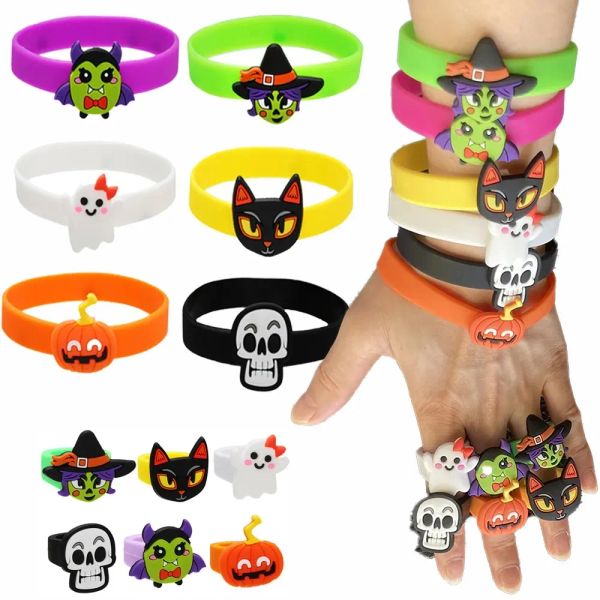 Bracelet en Silicone couleur bonbon pour Halloween, anneau, citrouille, chat, sorcière, fantôme, chauve-souris, accessoires de décoration pour fête d'halloween, JJ 9.18