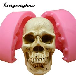 Halloween Silicone Moule Crâne DIY Savon Bougie Chocolat 3D Moule Horreur Crâne De Décoration De Gâteau Outil T200523