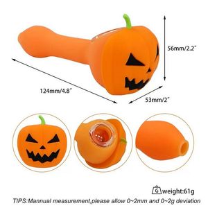 Halloween silicone crâne jack citrouille fumer main pipe 5 style dessin animé forme avec bol en verre pour tabac herbes sèches brûleurs à mazout conduites d'eau cire Dab Rigs