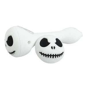 Halloween Silicone Crâne Jack Fumer Pipe À Main Forme De Bande Dessinée Avec Bol En Verre Mini Tabac Brûleur À Huile Tuyaux Fumée Accessoires Dab Rig