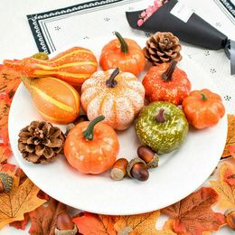 Conjunto de calabaza de simulación de Halloween cosecha otoño accesorios de corona de Acción de Gracias banquete decoración del hogar S55 Y0831