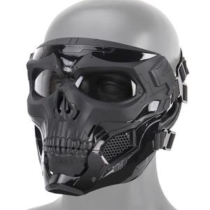 Esqueleto de Halloween Máscara de Airsoft Cara completa Cráneo Cosplay Mascarada Máscara de fiesta Paintball Juego de combate militar Protector facial Mas Y238D