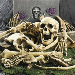 Halloween Skeleton Bones 28 pièces Halloween Prop Squelette Crâne Maison Hantée Horreur prop Décorations de Fête Tricky Bones Crâne C02574