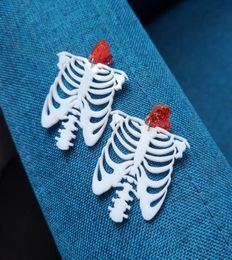 Boucles d'oreilles pendantes squelette d'halloween pour femmes, bijoux tendance, accessoires de crâne en acrylique blanc, 8495337