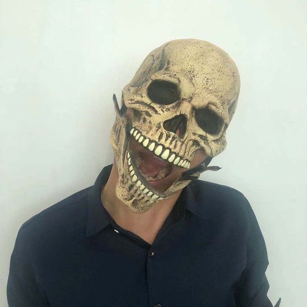 Máscara de calavera de esqueleto de Halloween Hallowmas Miedo Cara completa Máscaras de boca flexibles Sombrero de látex Accesorios de reunión de fiesta Cosplay BH4894 WLY