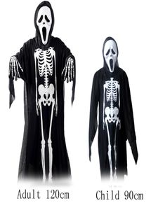 Halloween Skeletons Costume Adulte and Child 120cm 90cm Masquerade Dance Skull Ghost Costume Horror Zombie Maskbones Gants Cosp7815401