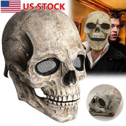 Halloween schedelmasker volledige hoofdhelm met beweegbare kaak Horror Party eng masker VS