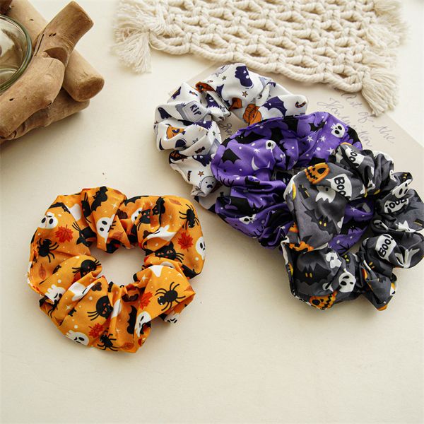 Halloween crâne femmes cheveux cravate Scrunchie mode bandeau pour dames 4 couleurs bandeau élastique